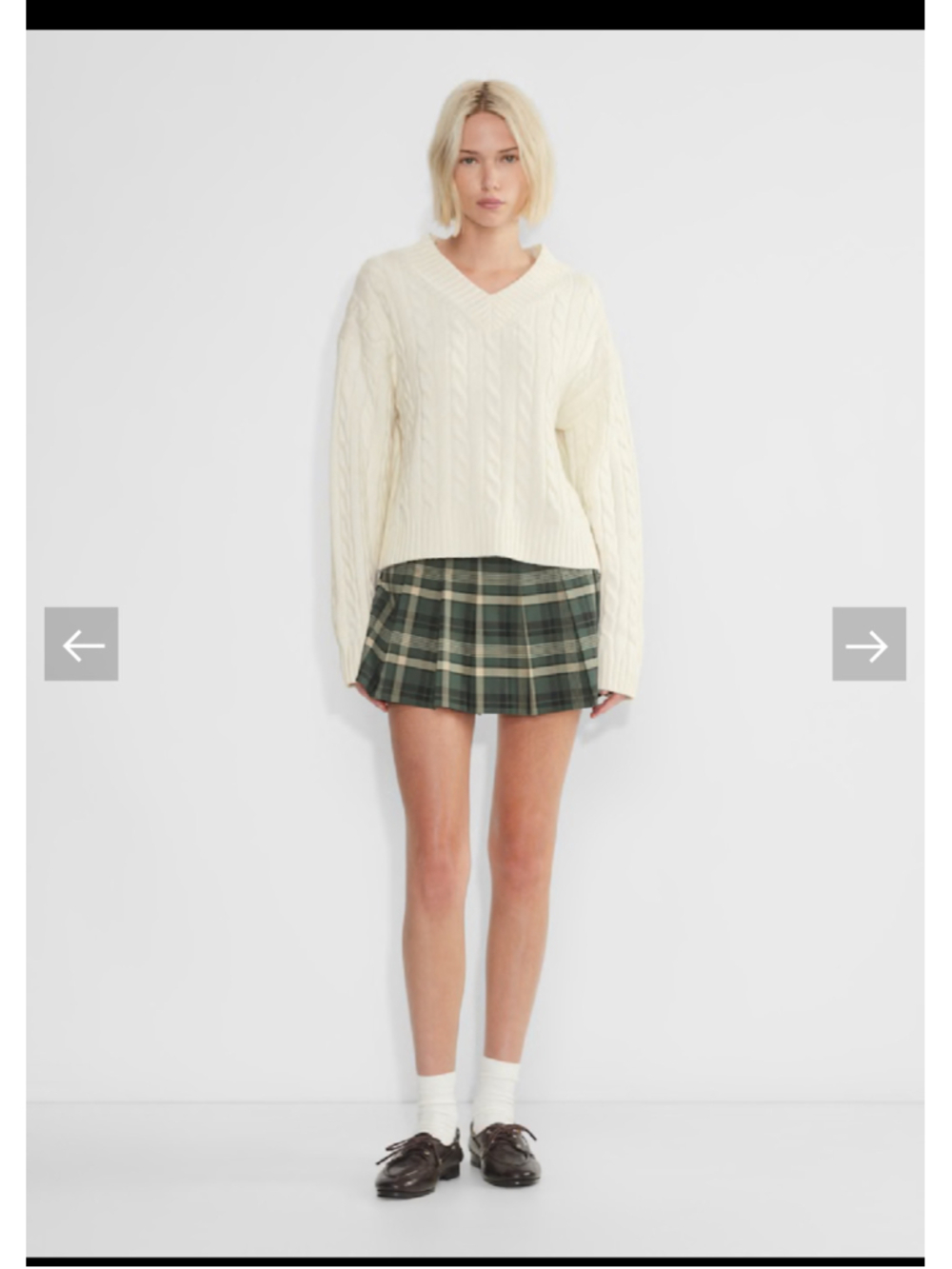 Green Plaid Mini Skirt - Classic Pleated Style